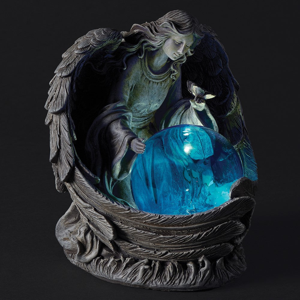 Kneeling Angel LED Solar Light Resin 9 inch Garden Statue