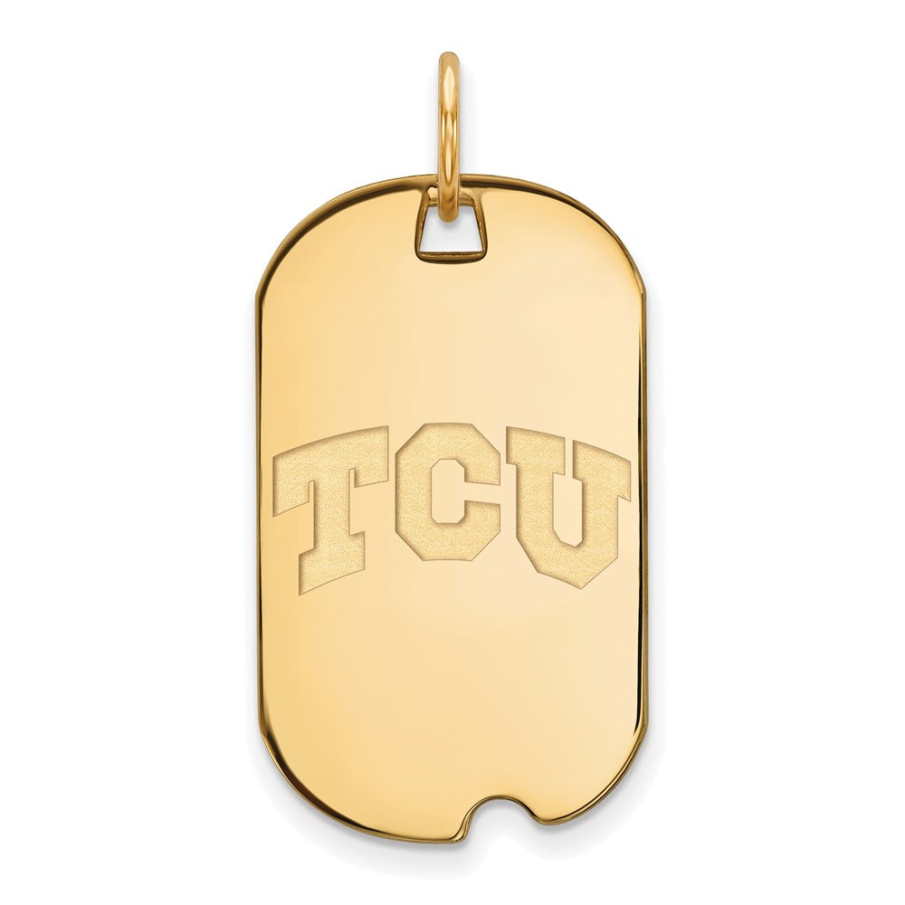 Sterling Silver Gold-plated LogoArt Texas Christian University T-C-U Small Dog Tag Pendant