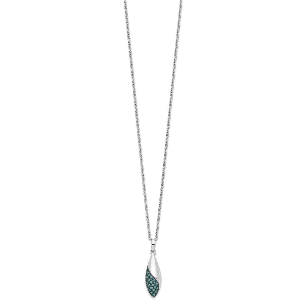 White Night Sterling Silver Rhodium-plated Blue Diamond 18 inch Necklace with 2 Inch Extender 19 Inches