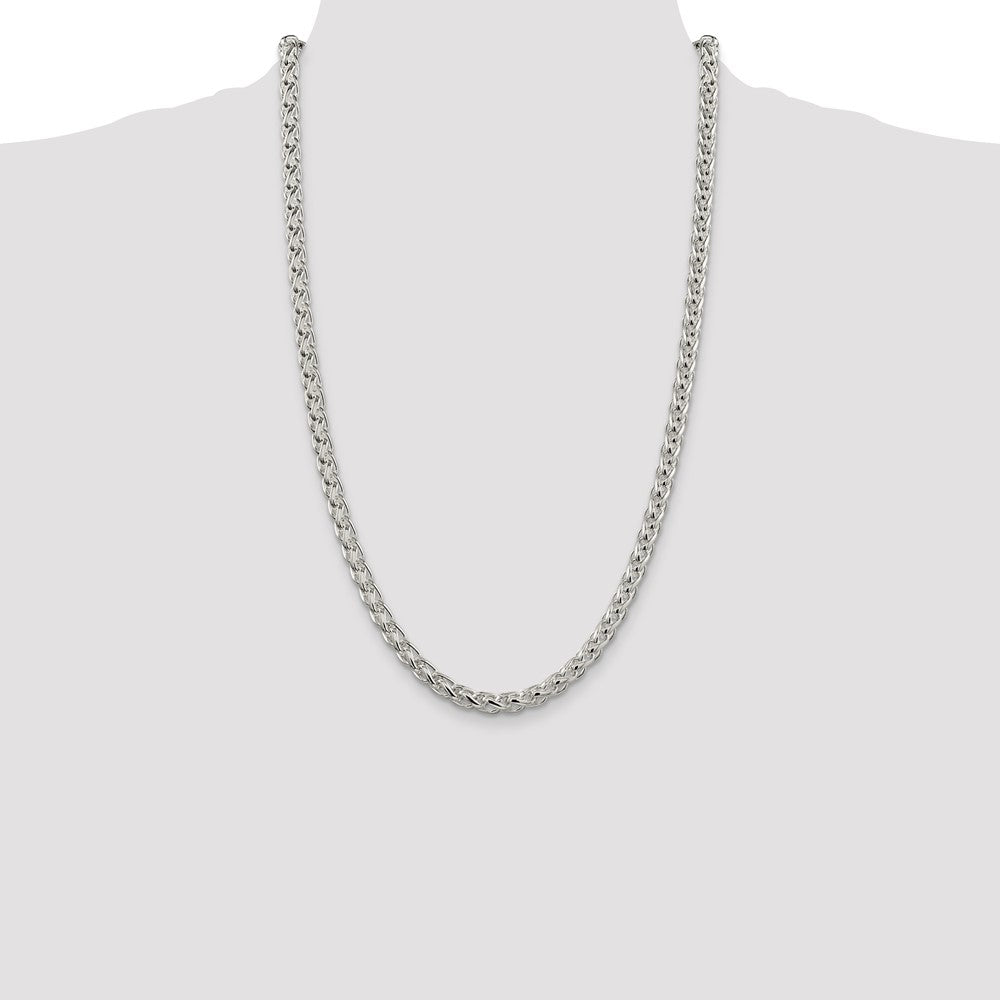 Sterling Silver 6mm Round Spiga Chain 26 Inches