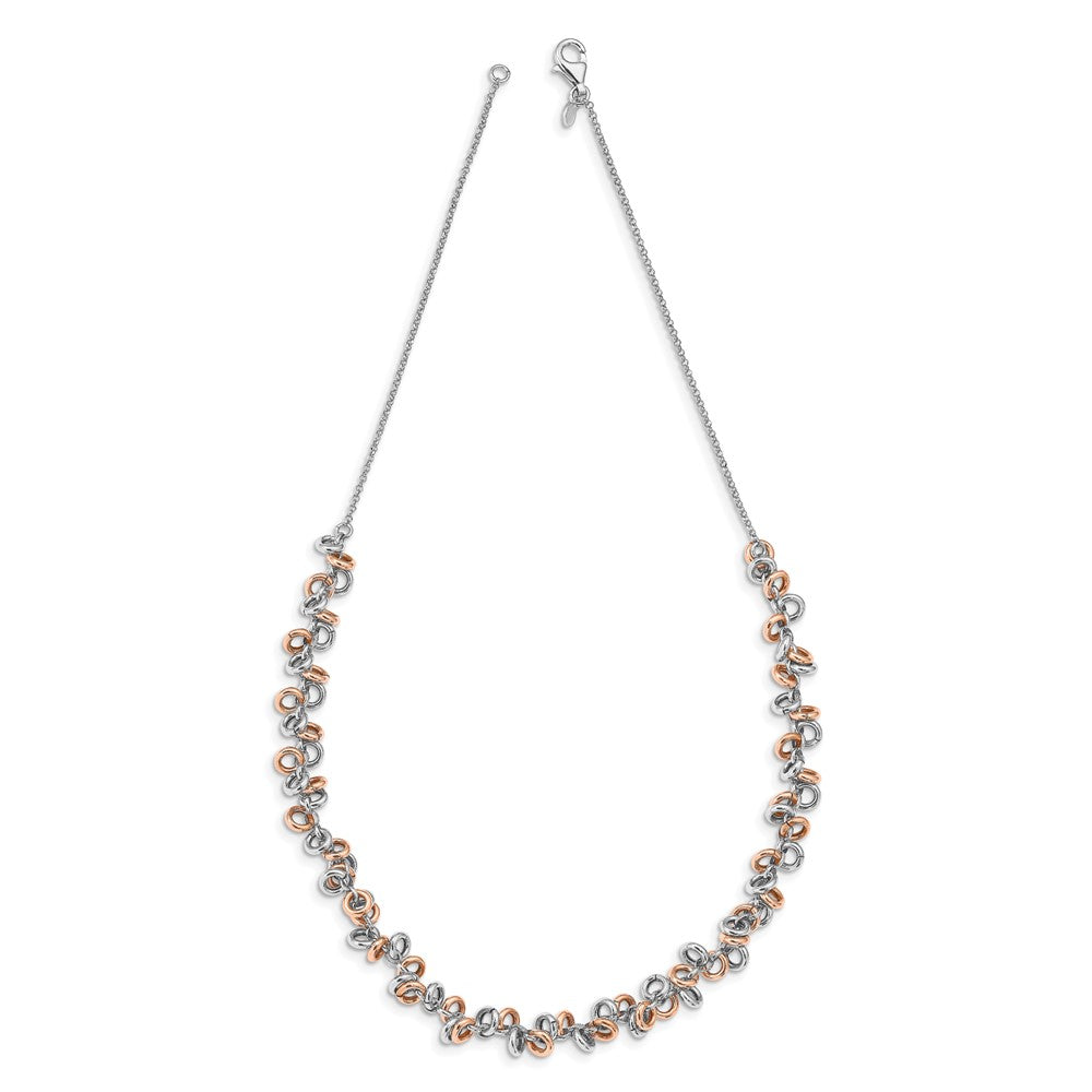 Sterling Silver Rose-plated and White Necklace