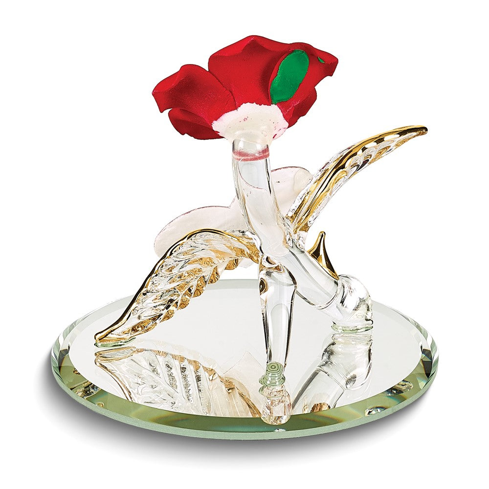 Glass Baron I LOVE YOU Red Rose Handcrafted Glass Figurine
