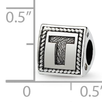 Reflection Beads QRS1429T Sterling Silver Letter T Triangle Block Bead