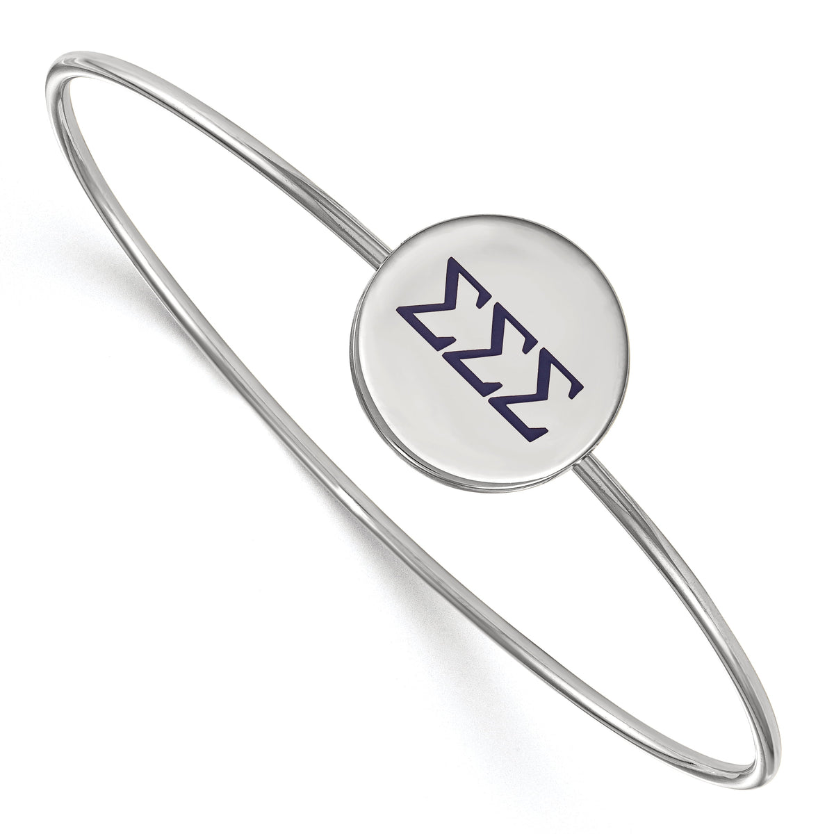 Sterling Silver Official Licensed Greek Sororities 7in Sigma Sigma Sigma (???) Enameled Slip-on Bangle