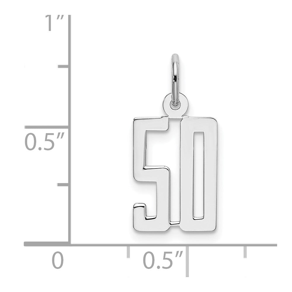Sterling Silver/Rhodium-plated Elongated Number 50 Charm