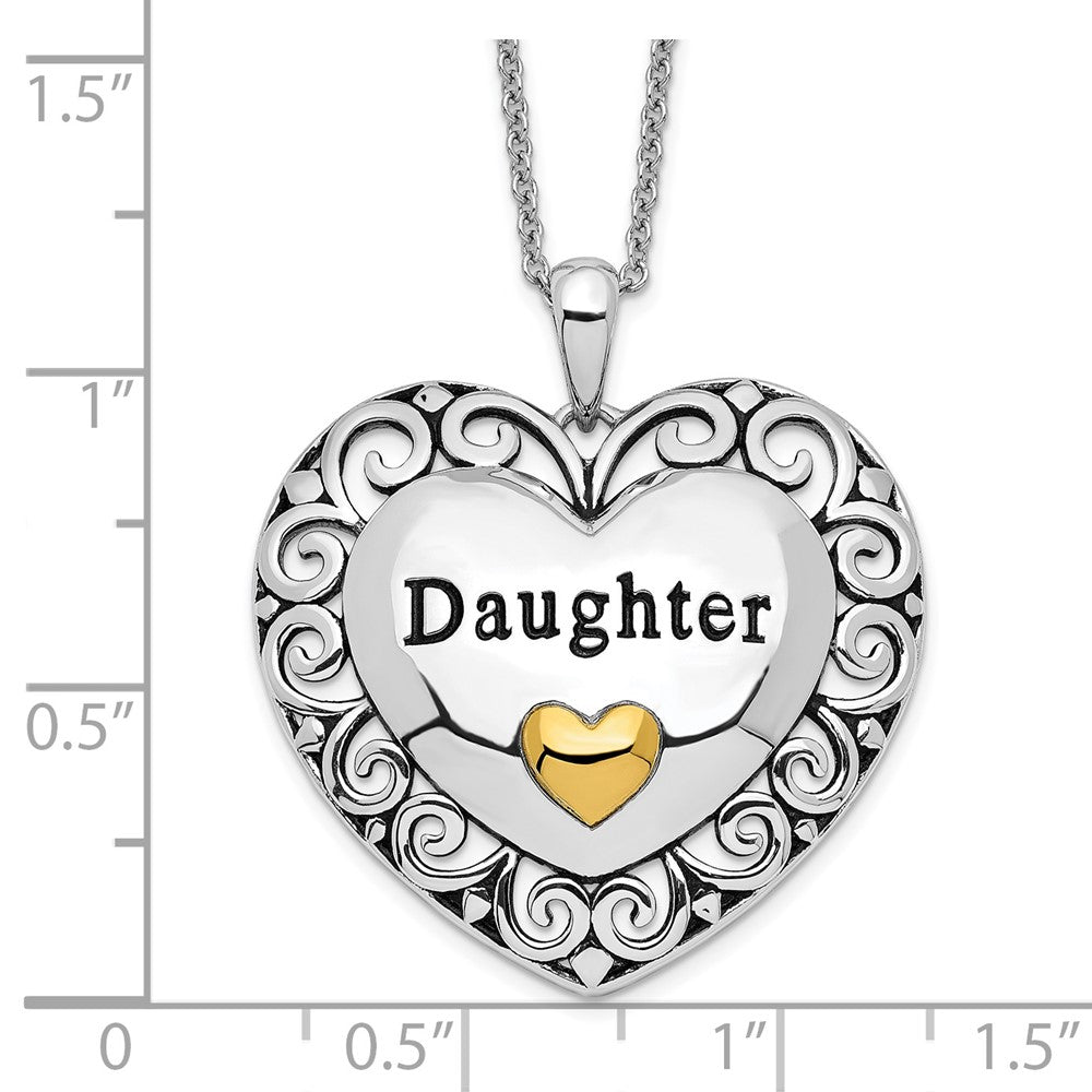 Sentimental Expressions Sterling Silver Gold-plated Antiqued Daughter 18in. Necklace 18 Inches