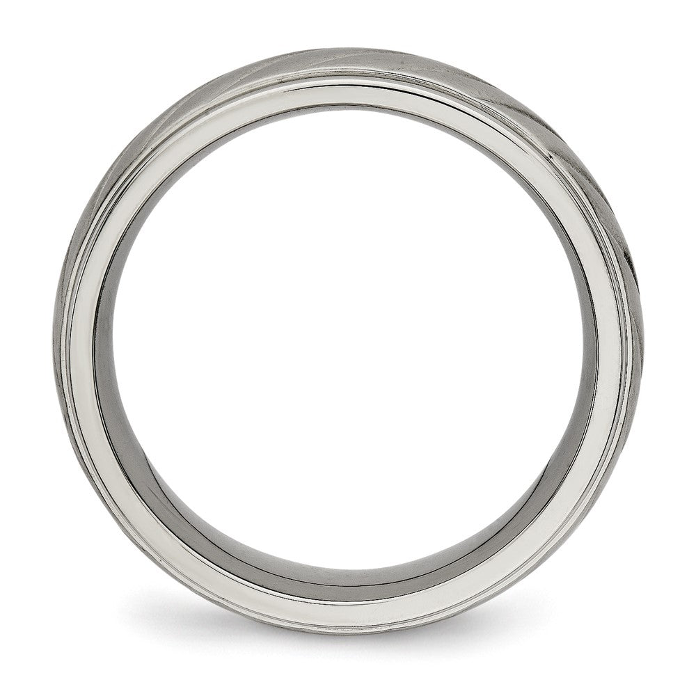 Titanium Brushed and Polished 7mm Grooved Band Size - 10.5