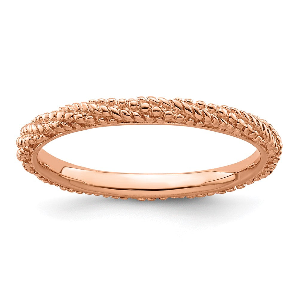 Sterling Silver Stackable Expressions Polished Rose Gold-plated Ring Size -9