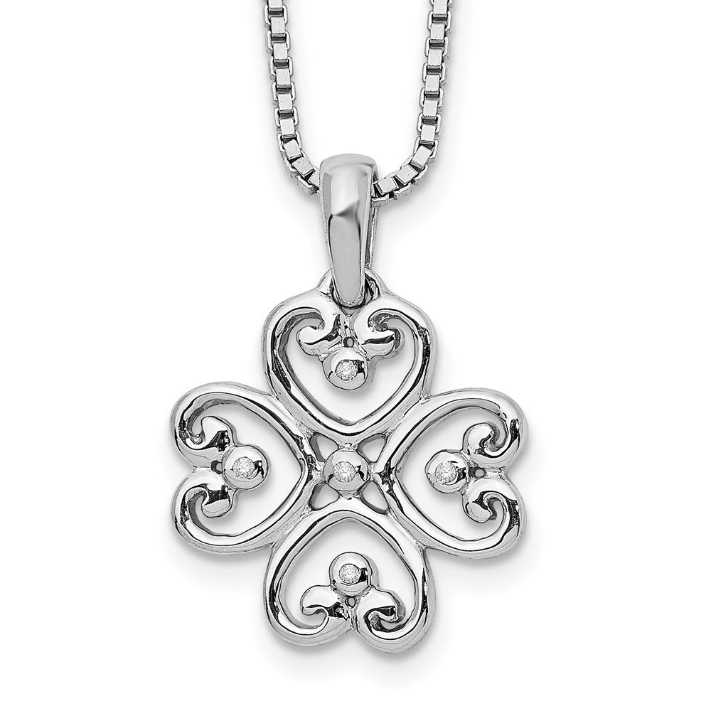 White Ice Sterling Silver Rhodium-plated 18 Inch Diamond 4 Heart Necklace with 2 Inch Extender 18 Inches