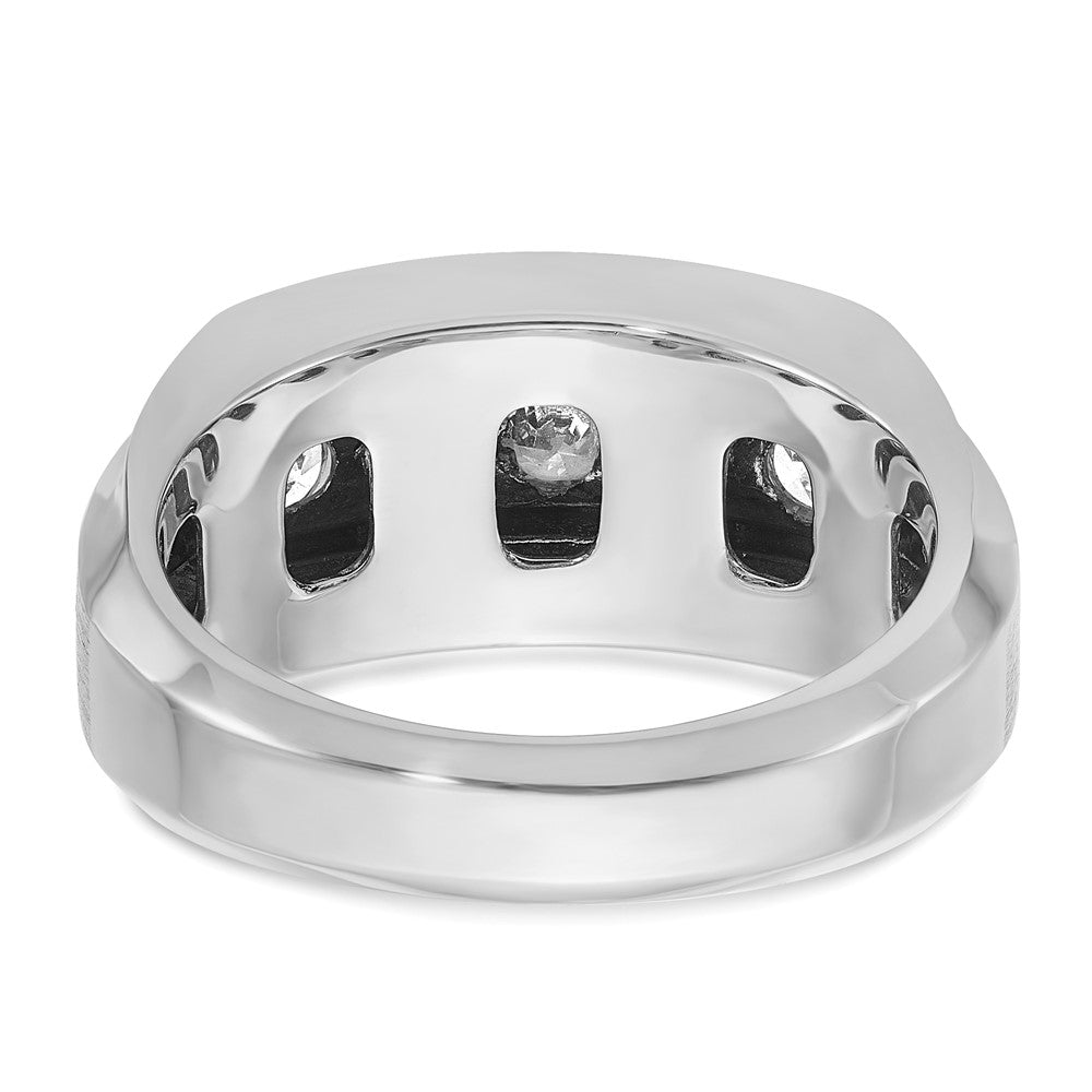 IBGoodman 14k White Gold 1 7/8 carat Lab Grown Diamond VS/SI+ G+ Complete Polished and Satin Three Row Men's Ring