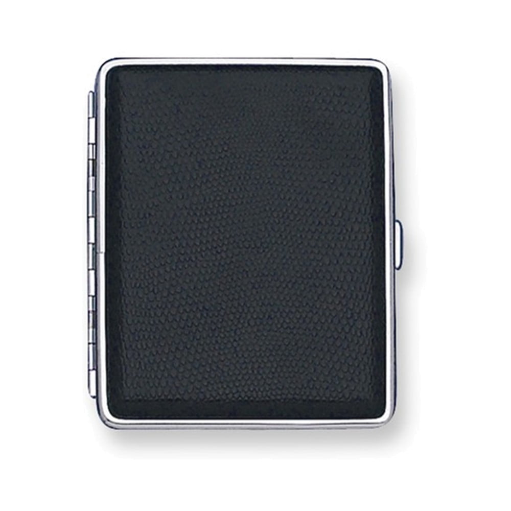 Black Lizard Texture Leather (Holds 20-100mm) Silver-tone Cigarette /Card Case QGM4995