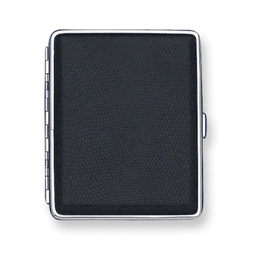Black Lizard Texture Leather (Holds 20-100mm) Silver-tone Cigarette /Card Case QGM4995
