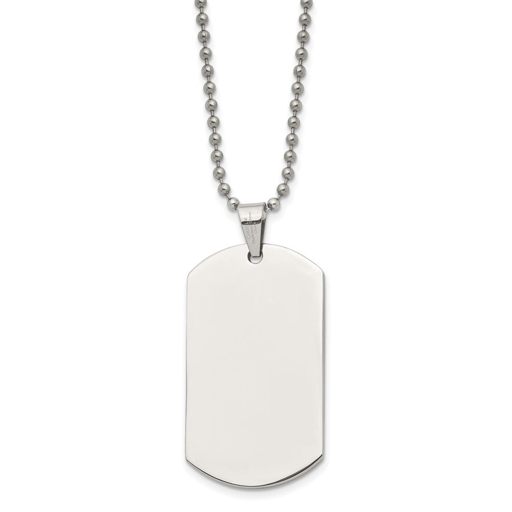 Stainless Steel Polished Dog Tag 24in Necklace