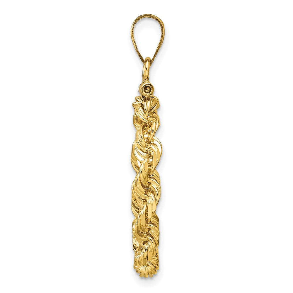 Wideband Distinguished Coin Jewelry 14k Polished Rope and Diamond-cut 17.8mm x 1.35mm Screw Top Coin Bezel Pendant