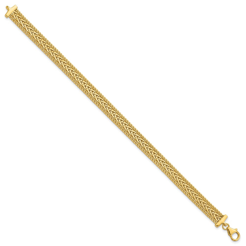 14K Polished and Textured Braided Bracelet 7.5  inches