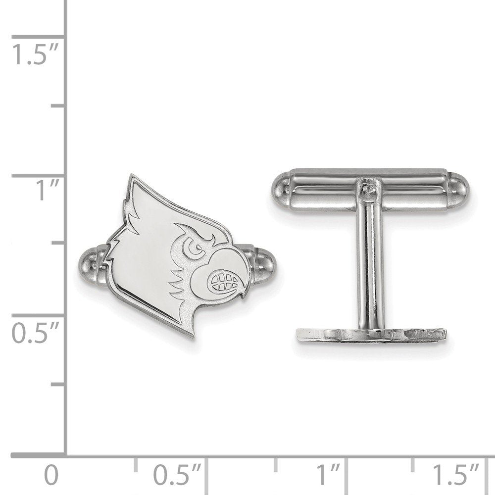 Sterling Silver Rhodium-plated LogoArt University of Louisville Cardinal Cuff Links Q-SS048UL