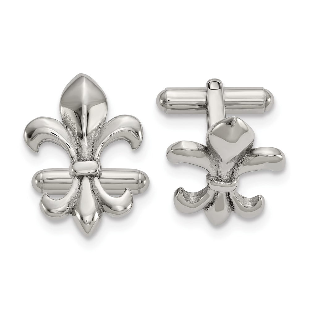 Chisel  Stainless Steel Polished Fleur De Lis Men's Cuff Links