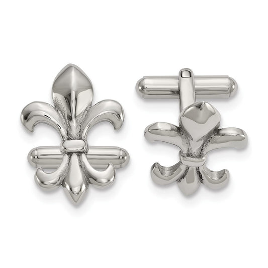 Chisel  Stainless Steel Polished Fleur De Lis Men's Cuff Links
