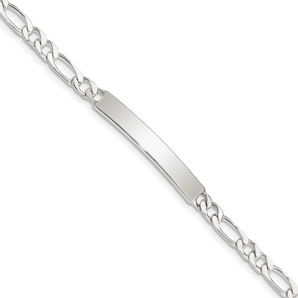 Sterling Silver 8inch Polished Engraveable Figaro Link ID Bracelet 8 inches