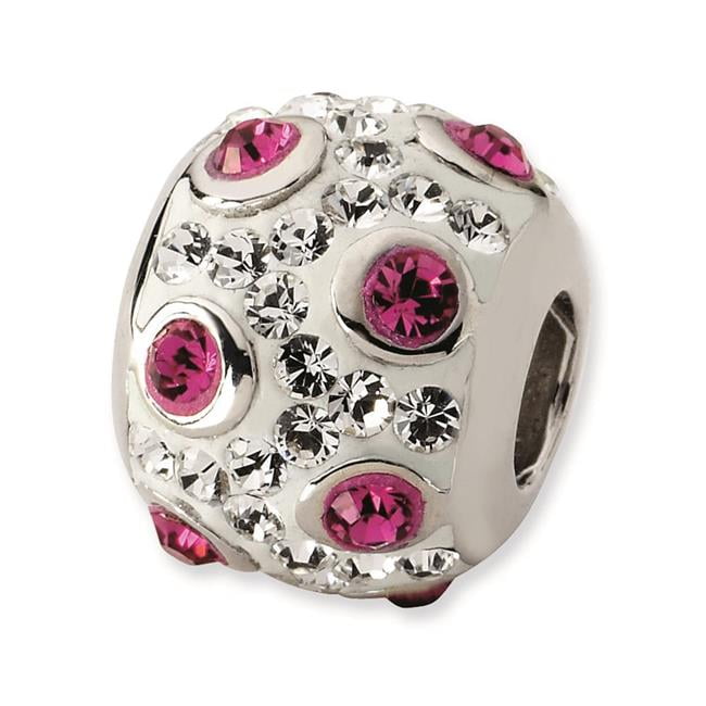 Sterling Silver White & Pink Crystal Bead