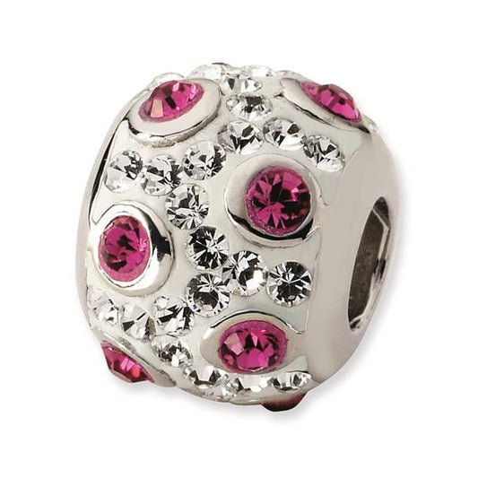 Sterling Silver White & Pink Crystal Bead
