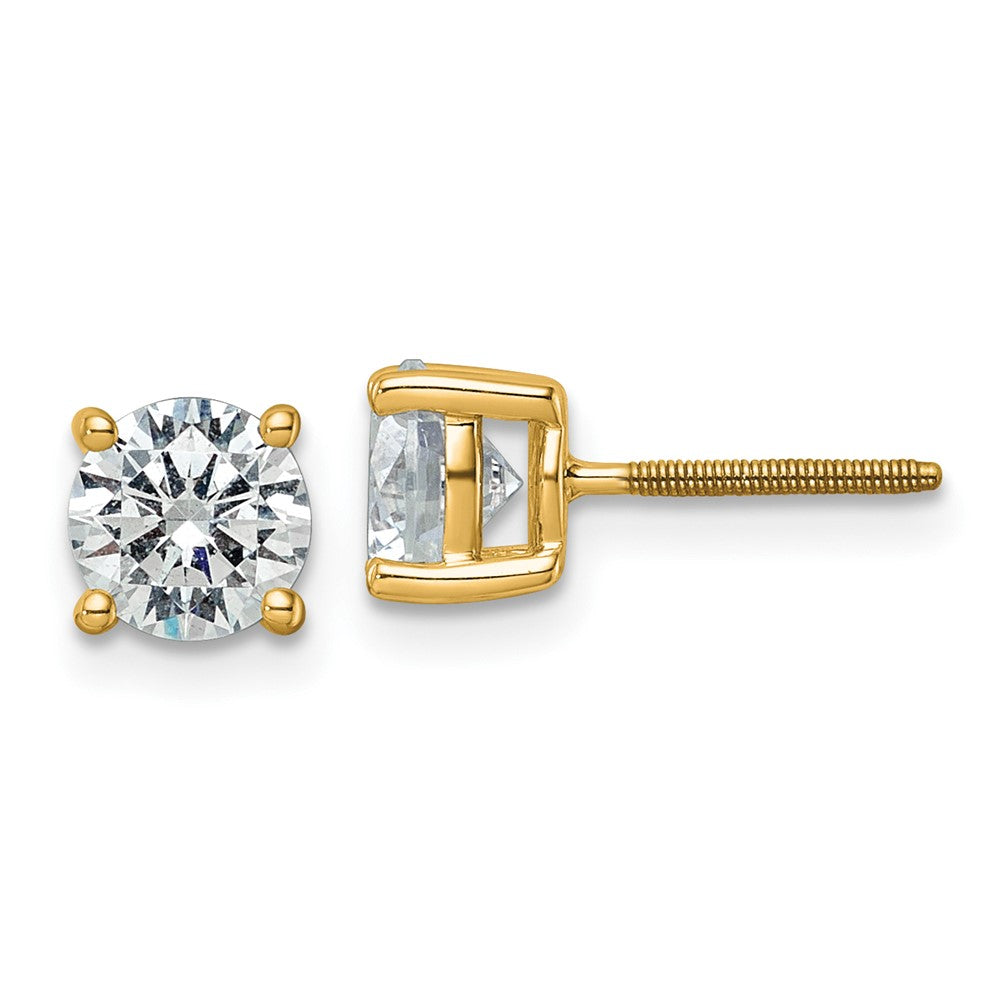 14k Yellow Gold 2 ctw Certified Lab Grown Diamond VS/SI+ G+ Round 4 Prong Heavy Wt. Screwback Stud Earrings
