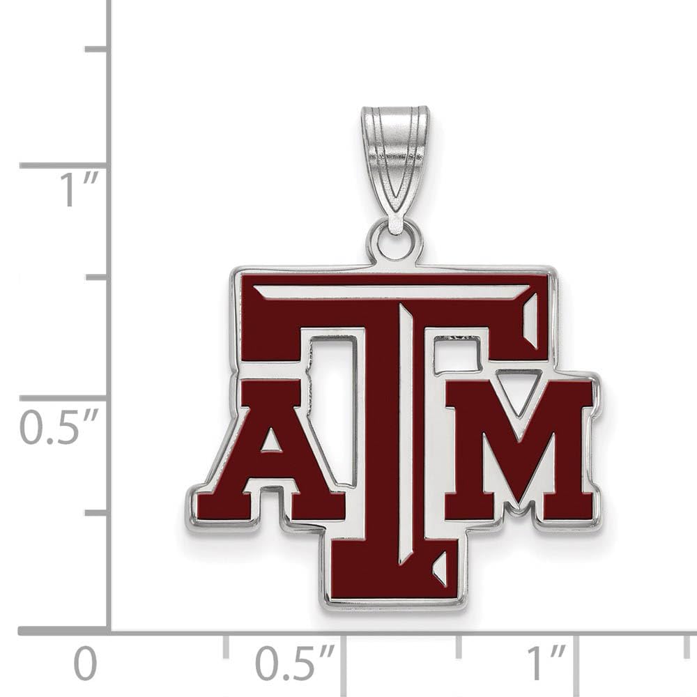 LogoArt Sterling Silver Texas Aandm University Large Enamel Pendant Necklace Female Adult