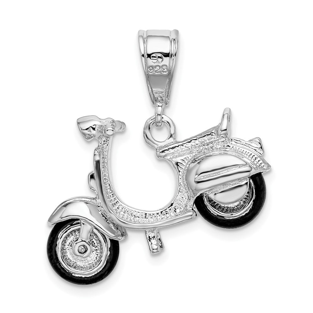 Sterling Silver Polished 3D Rubber Tires Vespa Pendant