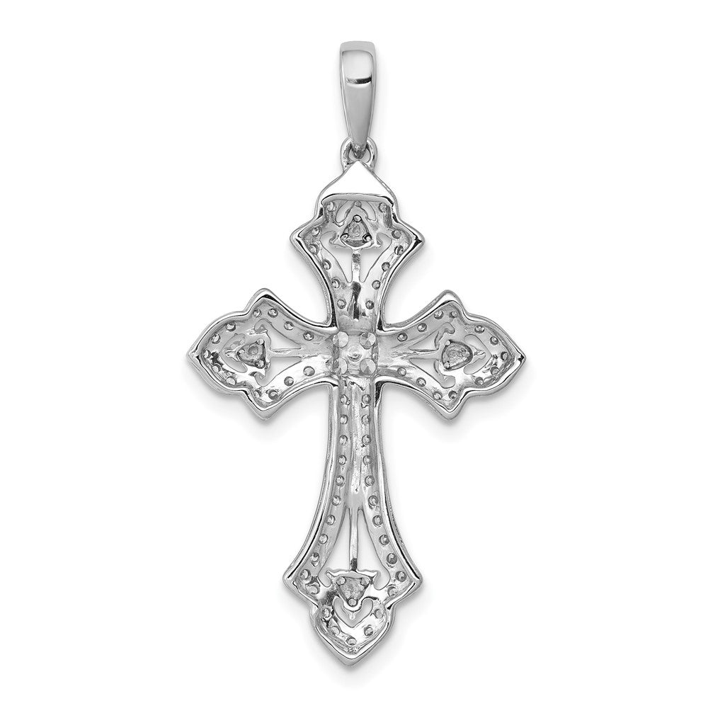 14k White Gold 1/2 carat Lab Grown Diamond VS/SI+ G+ Fancy Cross Pendant