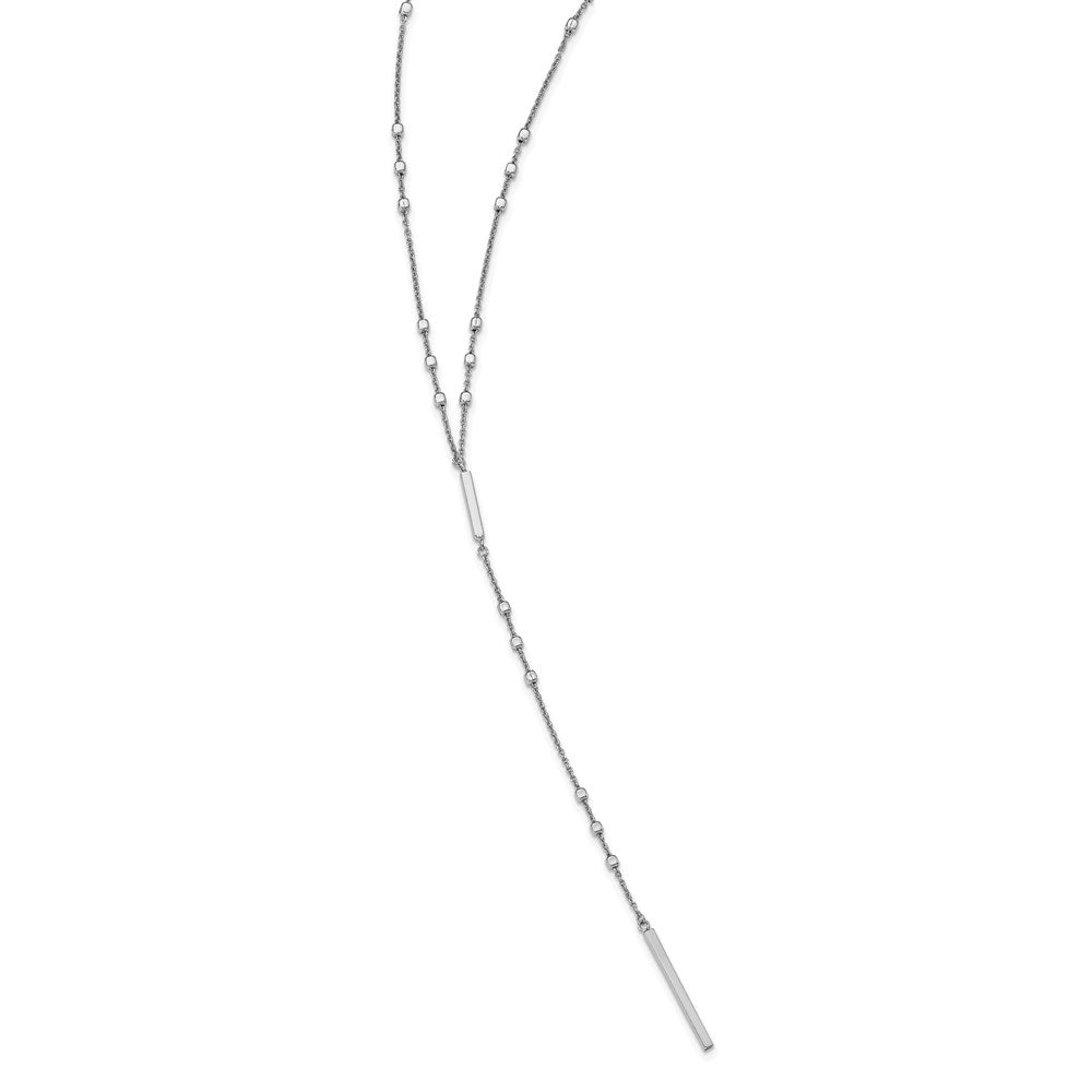 Sterling Silver Rhod-plated Beads/Vertical Bar w/ 1in ext. Y-Necklace 22 Inches
