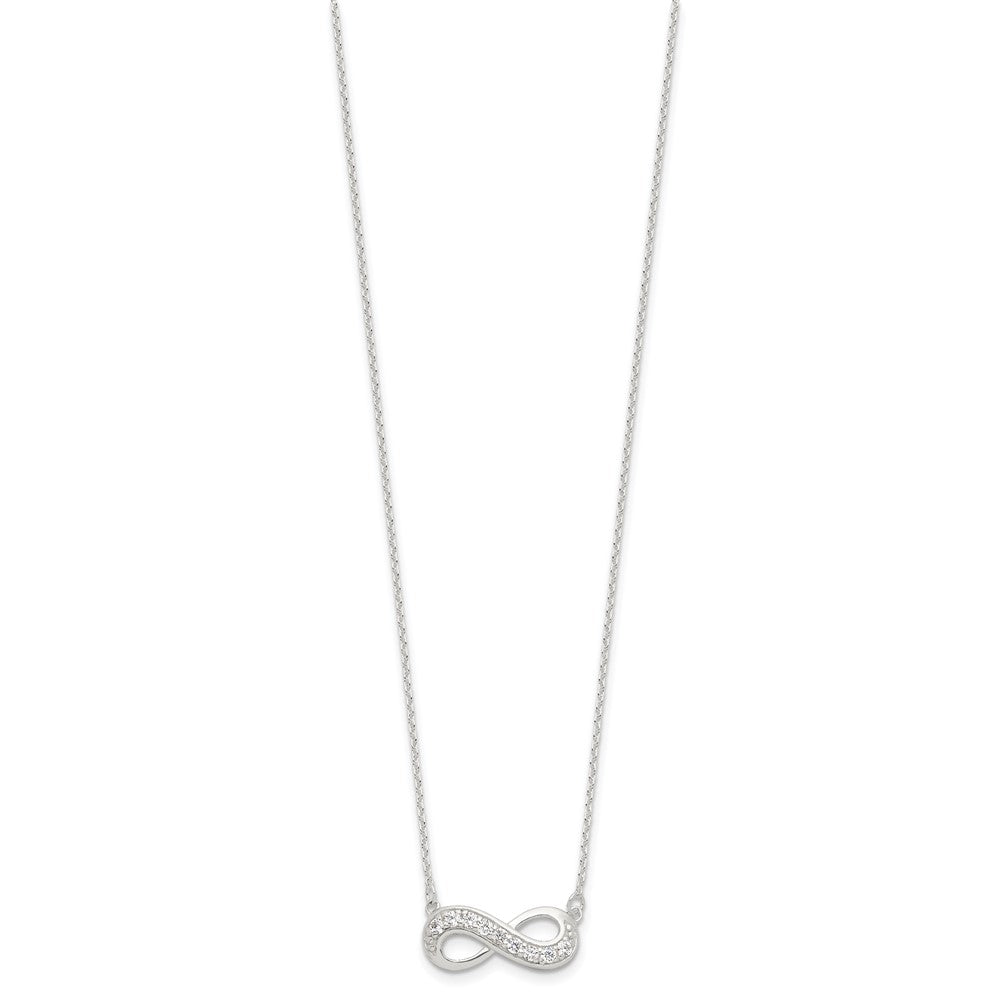 Sterling Silver CZ Infinity Necklace 16.5 Inches