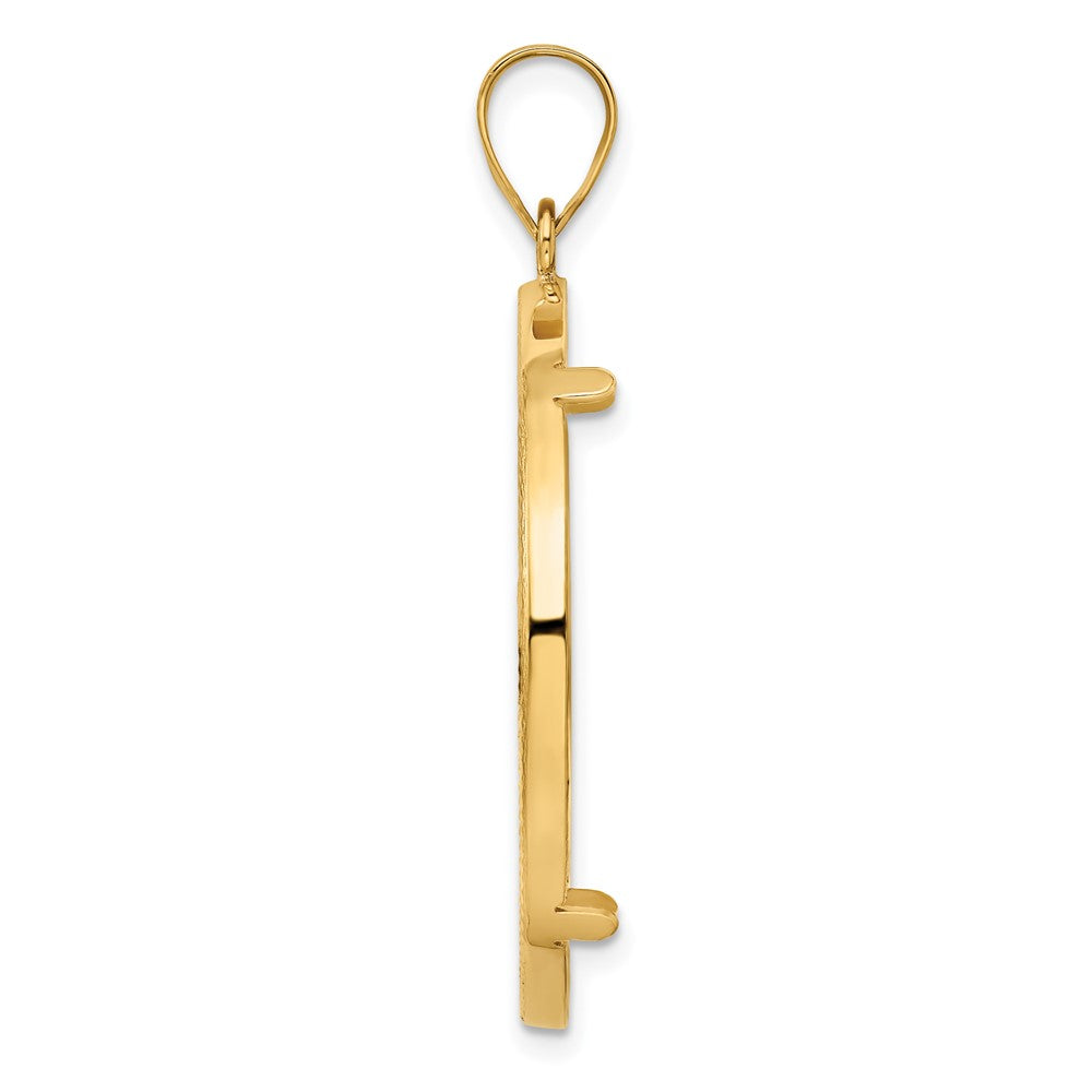 Wideband Distinguished Coin Jewelry 14k Polished and Diamond-cut 32.0mm Prong Coin Bezel Pendant