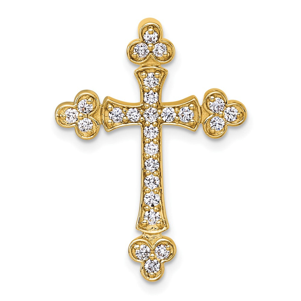14k 1/2 carat Diamond Budded Cross Chain Slide