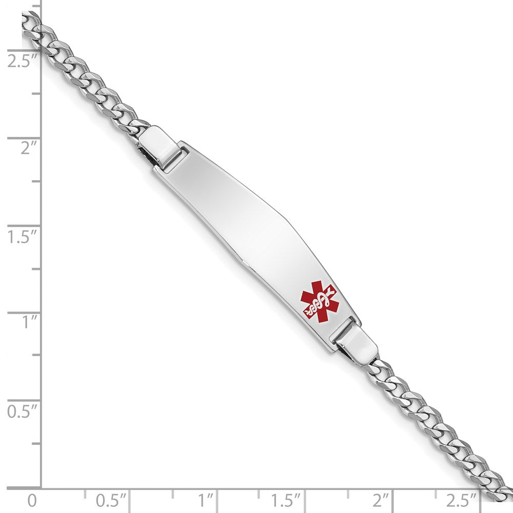 Sterling Silver Rhodium-plated Medical ID Curb Link Bracelet 8 inches
