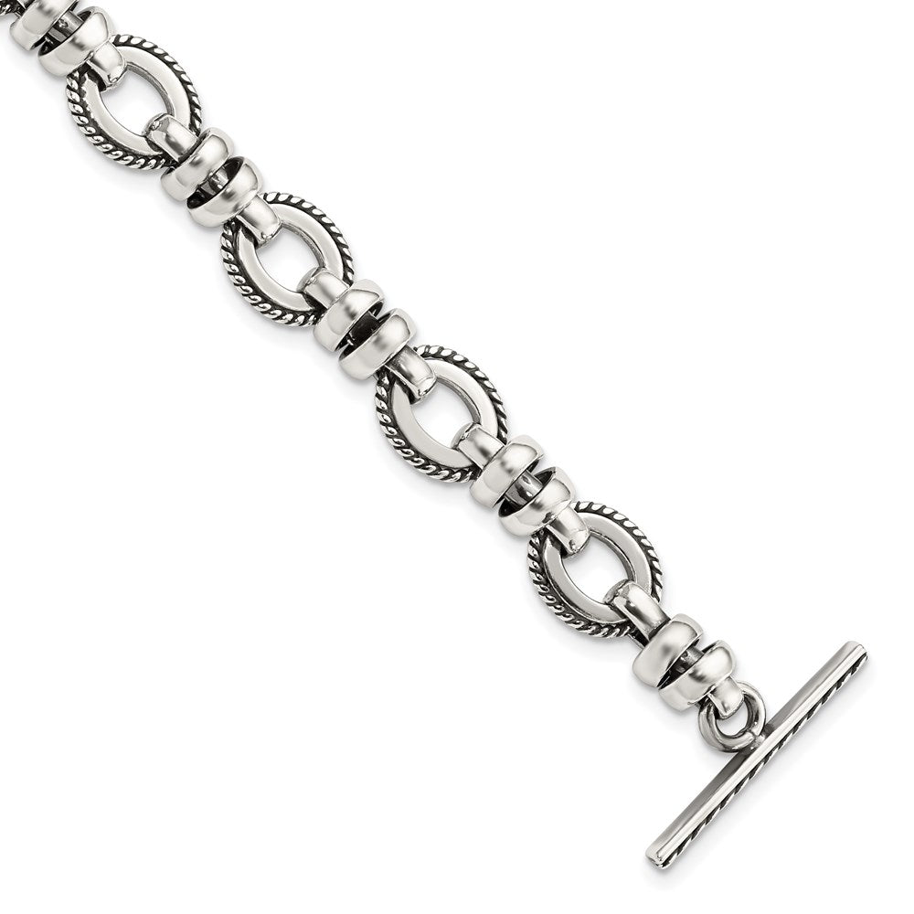 Sterling Silver Antiqued Fancy Link Bracelet 7.5 inches