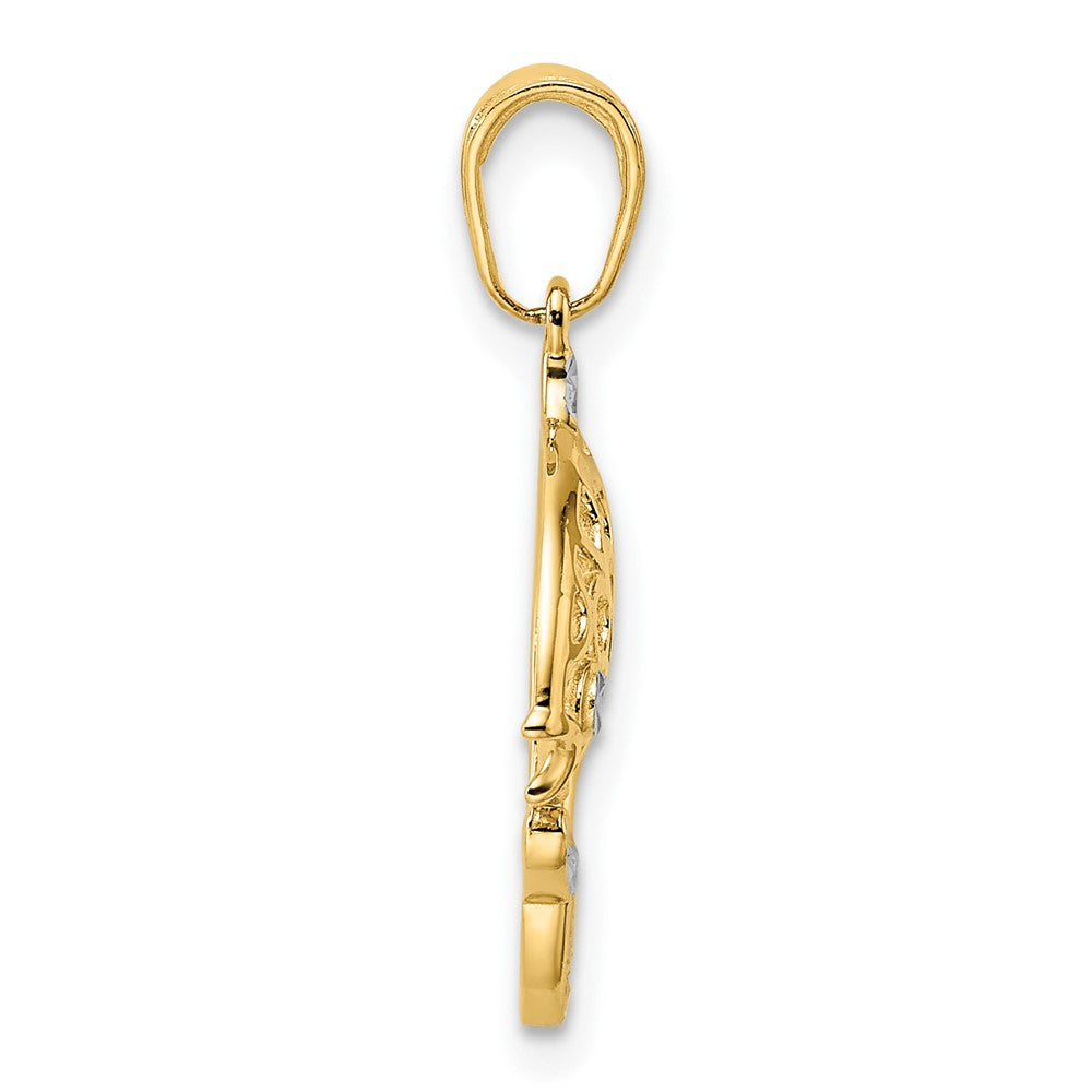 14k and White Rhodium D/C Fish Pendant