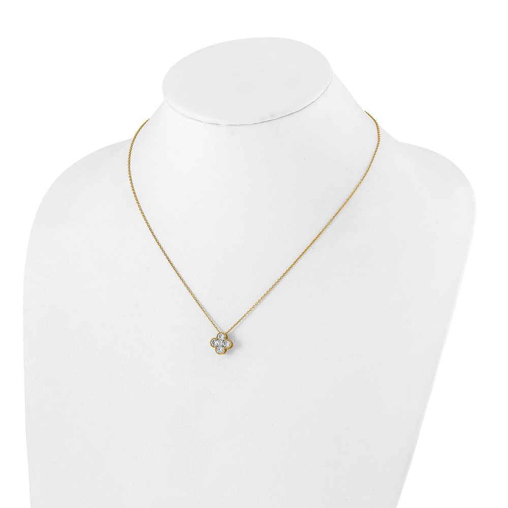 True Origin 14k 1 carat Lab Grown Diamond VS DEF 18 inch Bloom Floral Pendant Necklace