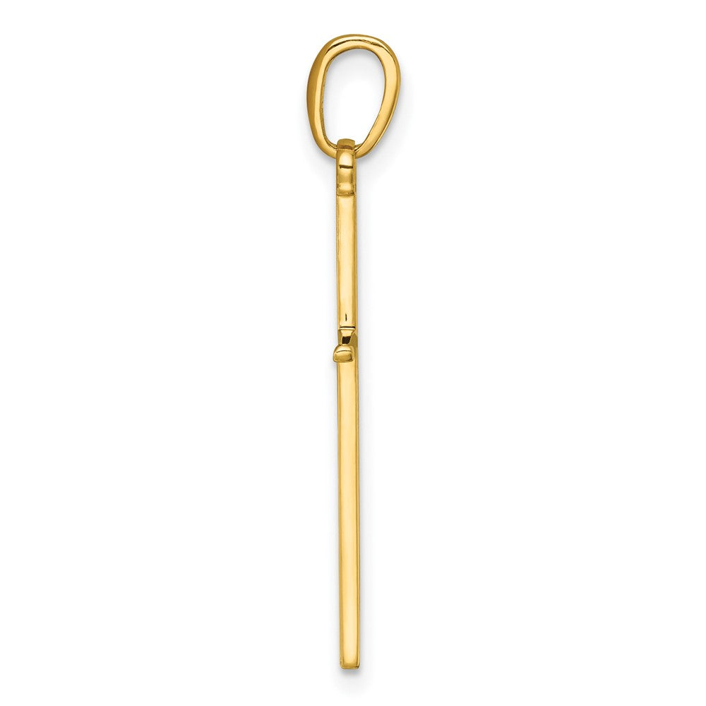 14K 3-D and Polished Stick Cross Pendant