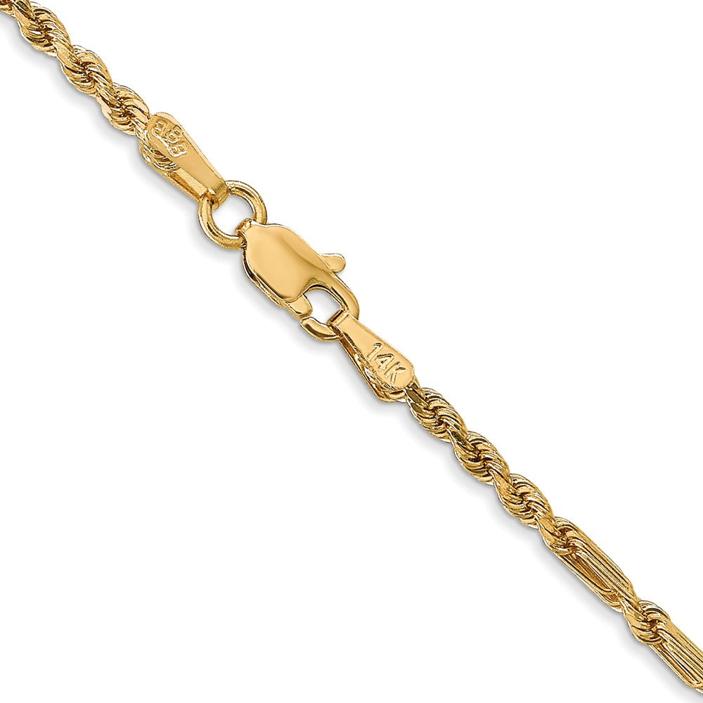 14K 16 inch  2.25mm Diamond-cut Milano Rope with Lobster Clasp Chain