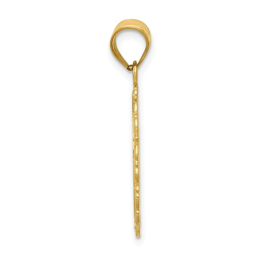 14k Solid Satin Polished Aries Zodiac Oval Pendant