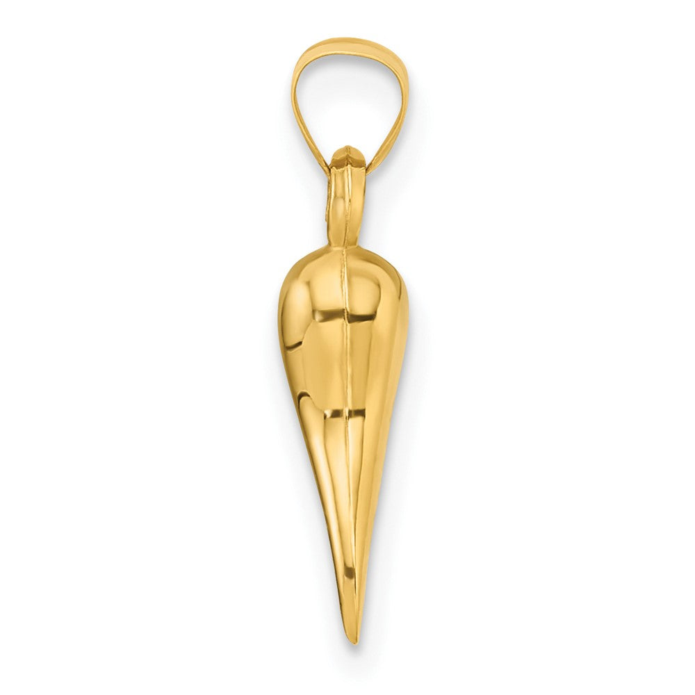 14k Polished Hollow 3D Italian Horn Pendant