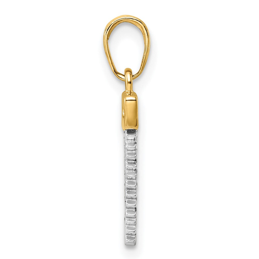 14k and White Rhodium D/C Saw Pendant