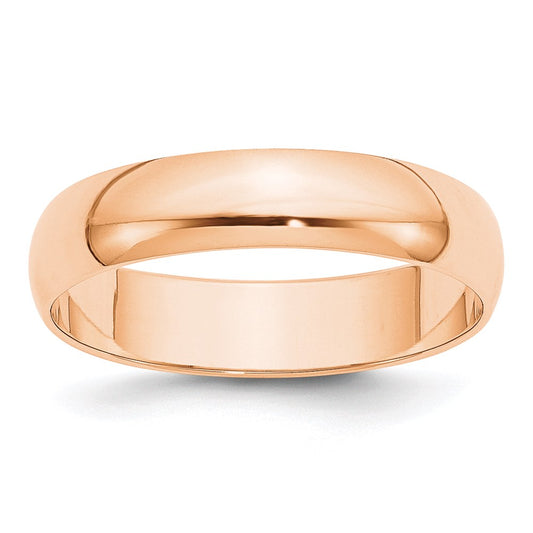 10k Rose Gold 5mm Lightweight Half Round Wedding Band Size 9