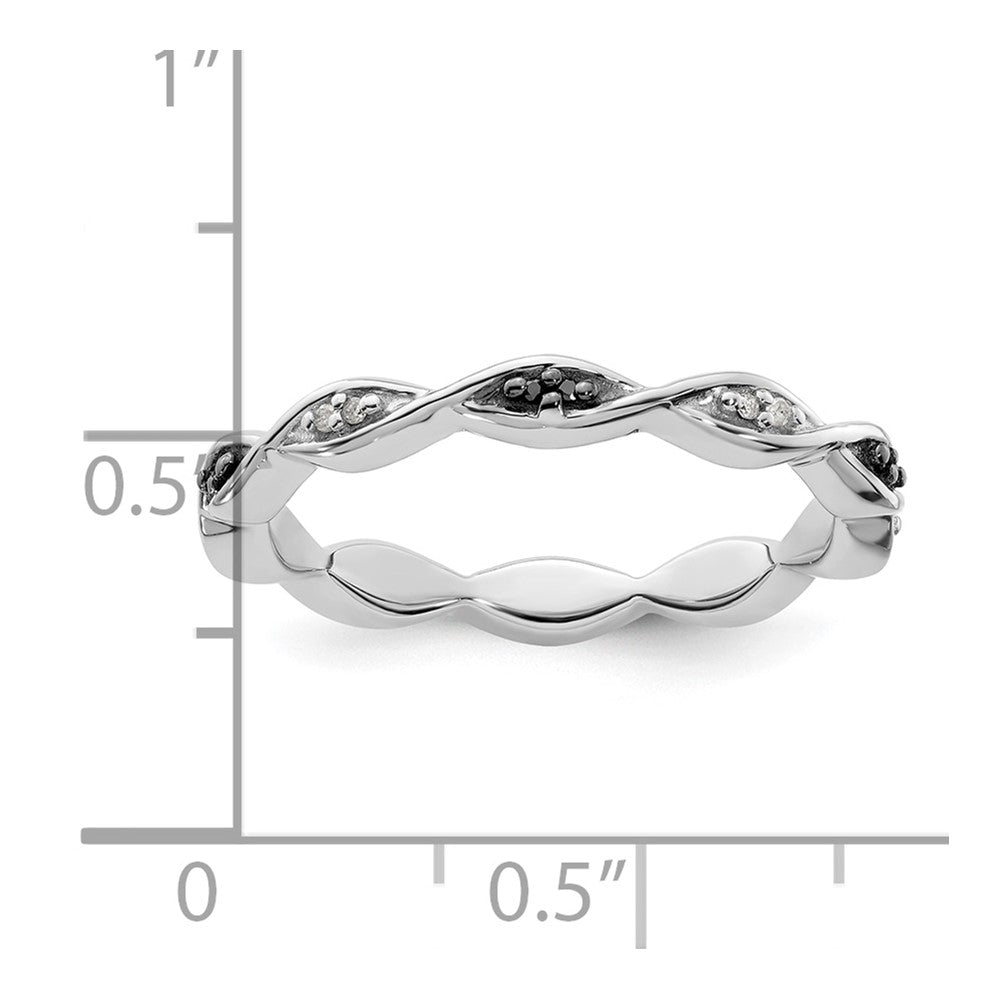 Sterling Silver Stackable Expressions Black & White Diamond Ring Size -10