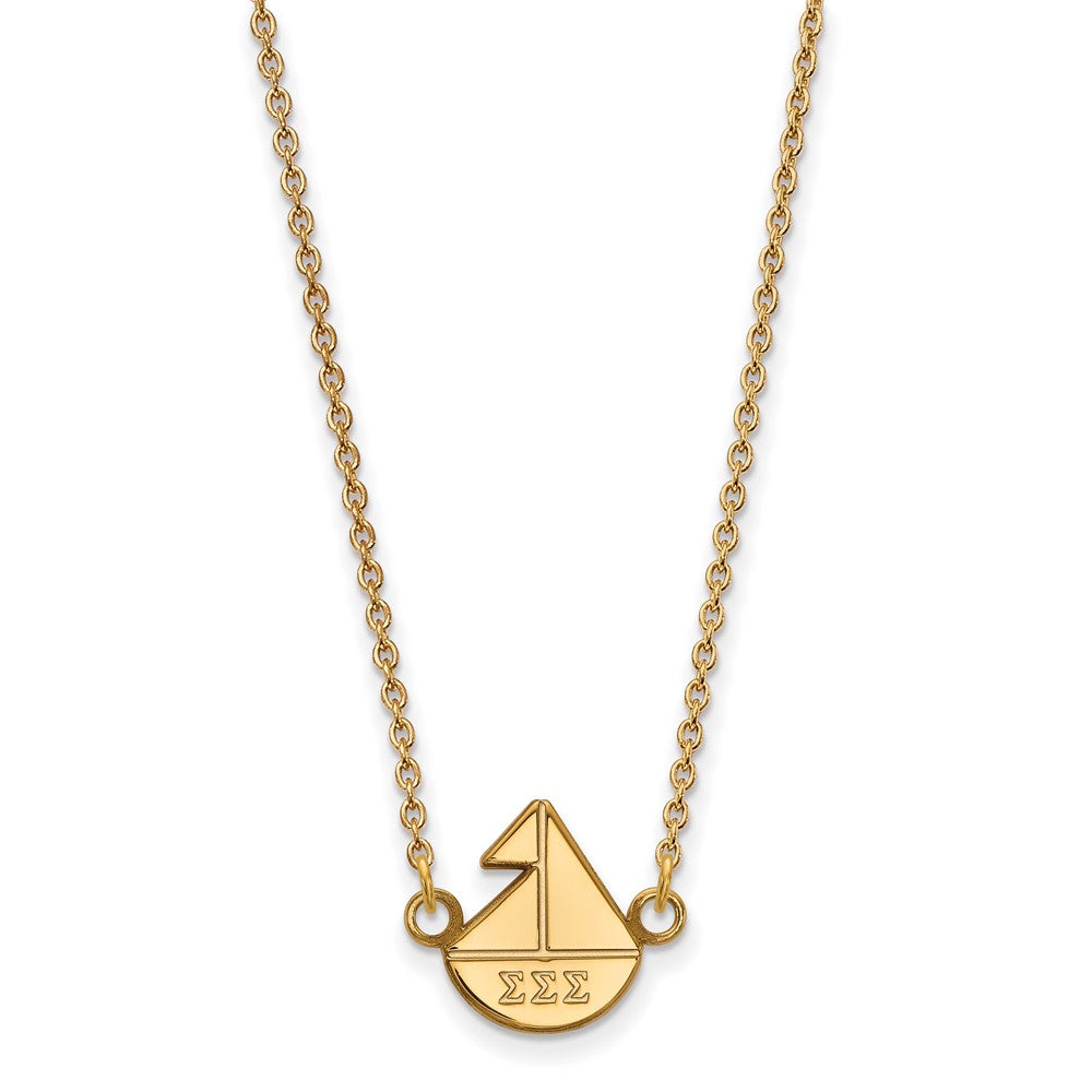 Sterling Silver Gold-plated LogoArt Sigma Sigma Sigma Sorority Symbol Extra Small Pendant 18 inch Necklace