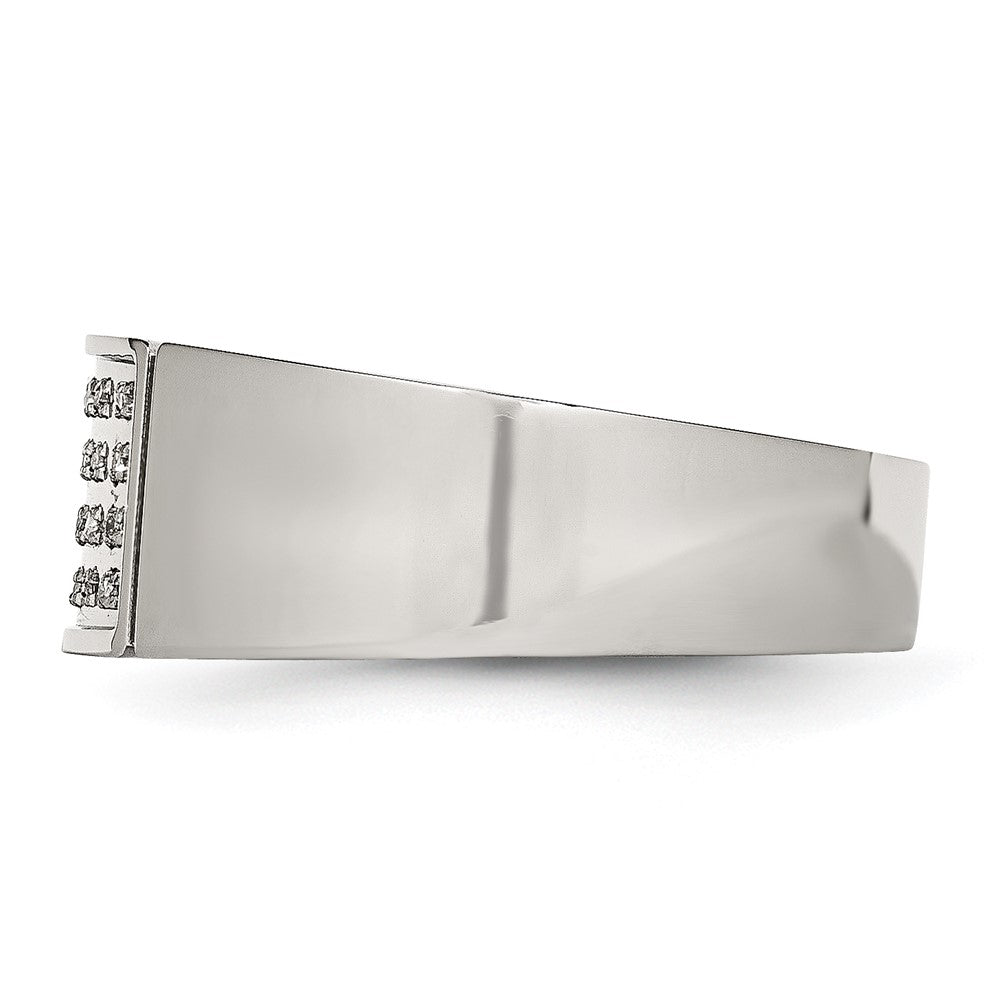 Stainless Steel Polished 1/10ct Diamond 9.5mm Band Size - 8.5