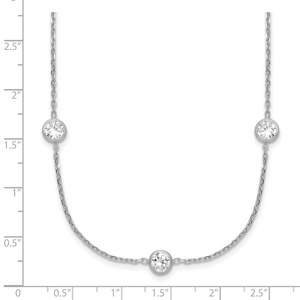 Sterling Silver Rhodium-plated 11-Station CZ Polished Necklace 24 Inches