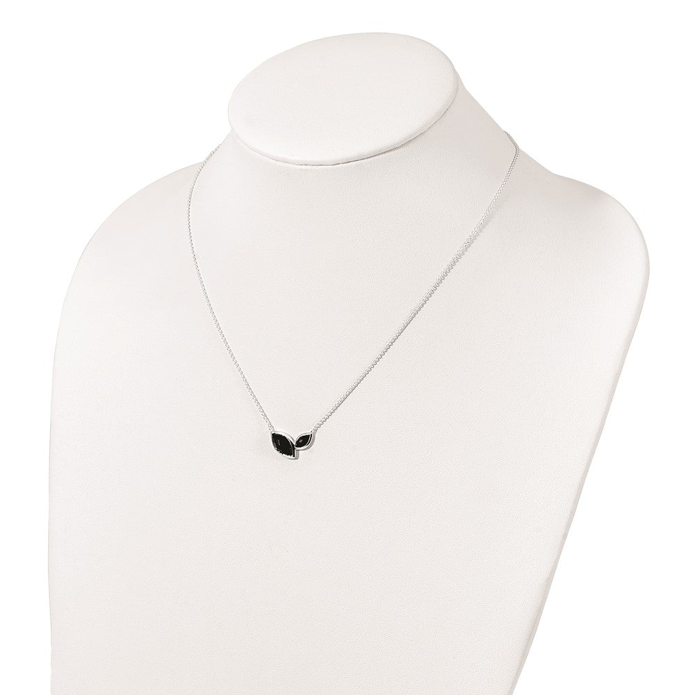 Sterling Silver Faceted Onyx Necklace 18 Inches