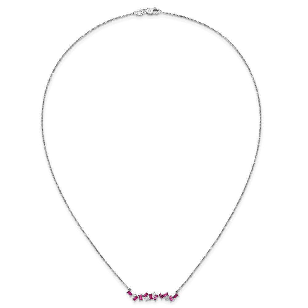 14k White Gold Ruby and Diamond 18 in. Bar Necklace