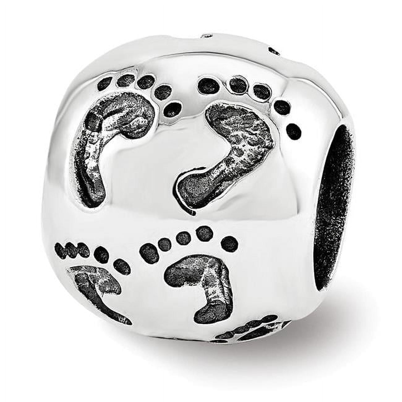 Sterling Silver Reflections Dad Mom & Baby Footprints Bead